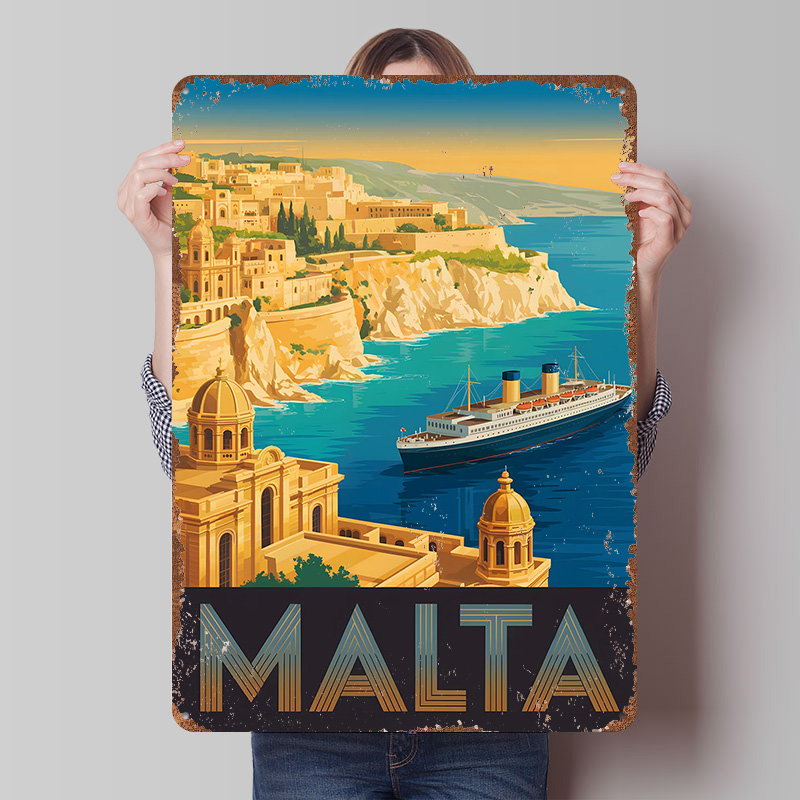 Travel Accessories Malta - Металлический постер «Путешествие на Мальту», индивидуальный