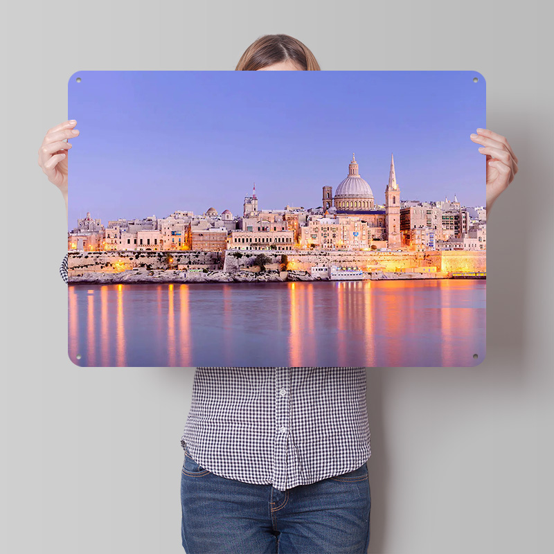 Travel Accessories Malta - Металлический 3D-постер с текстурой города Валлетта,