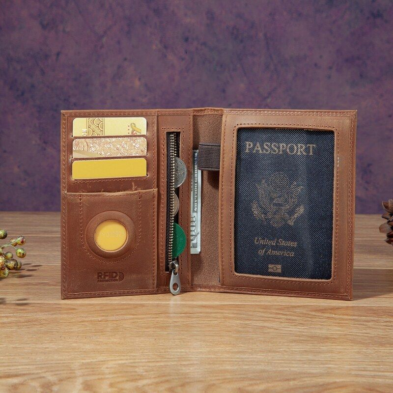 Passport Holder Rfid - Модный унисекс-кошелек из натуральной кожи для